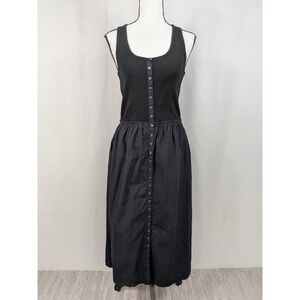 Y2K Gap Maxi Dress Goth Romantic Dark Academia Button Drop Waist Steampunk A076